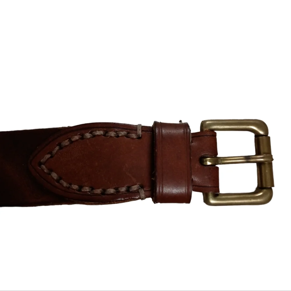 Italian brown cowhide leather belt. Made in Taiwan. Western. Unisex.
